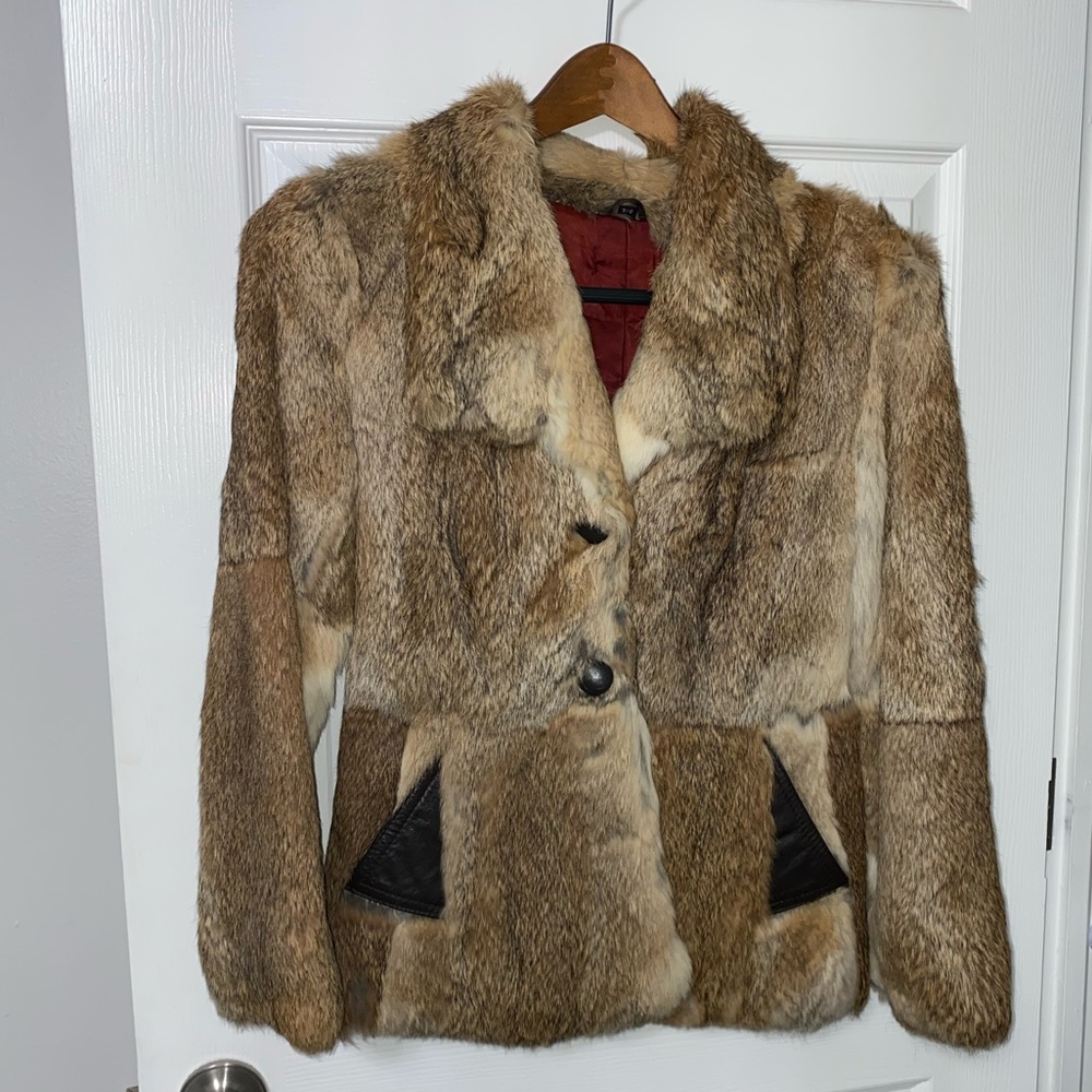 Real rabbit fur coat. Size small. 3 button